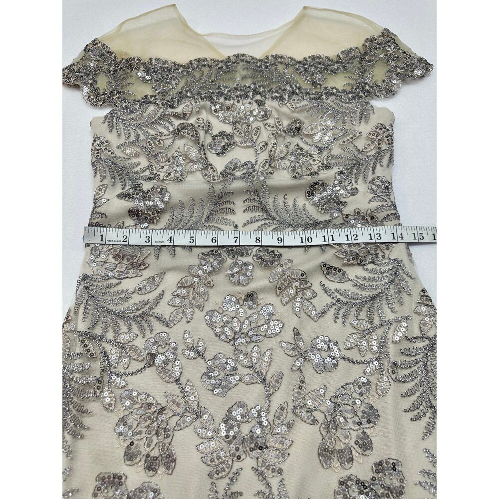 Tadashi Shoji Silver Sequin Embroidered Sheath Midi Dress Women’s Size 2 - Picture 11 of 11